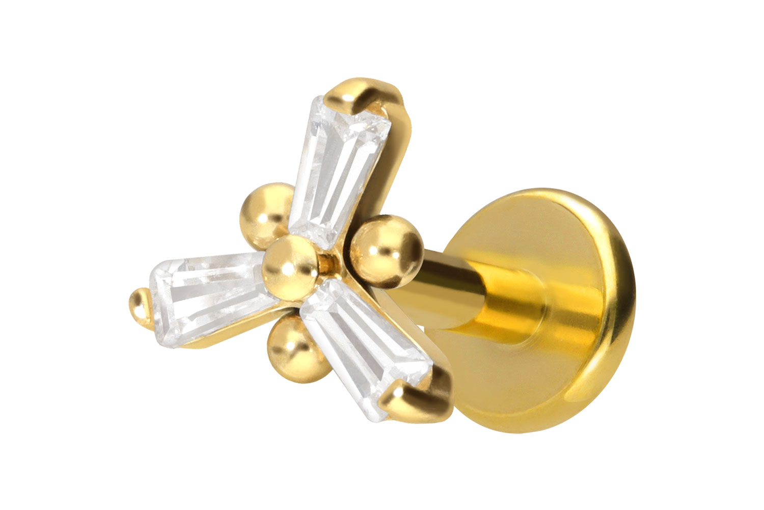 Titan Labret Piercing mit Innengewinde KRISTALLBLUME
